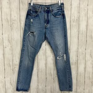 Levi's 501 S Button Fly Distressed Medium Wash Skinny Jeans 26